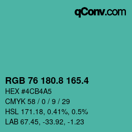 カラーコード: RGB 76 180.8 165.4 | qconv.com