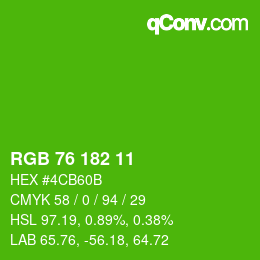 カラーコード: RGB 76 182 11 | qconv.com
