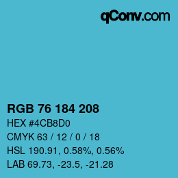 Color code: RGB 76 184 208 | qconv.com