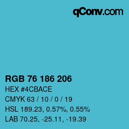 Color code: RGB 76 186 206 | qconv.com