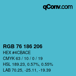 Código de color: RGB 76 186 206 | qconv.com