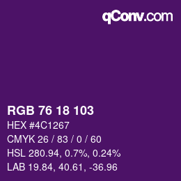 Color code: RGB 76 18 103 | qconv.com