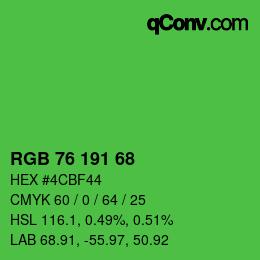 Farbcode: RGB 76 191 68 | qconv.com