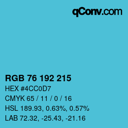 Color code: RGB 76 192 215 | qconv.com