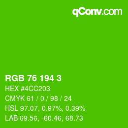 Color code: RGB 76 194 3 | qconv.com