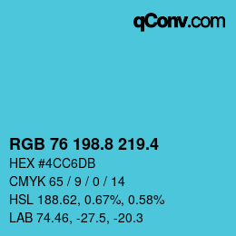 カラーコード: RGB 76 198.8 219.4 | qconv.com