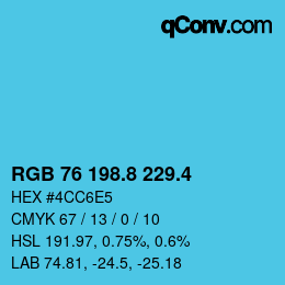 カラーコード: RGB 76 198.8 229.4 | qconv.com