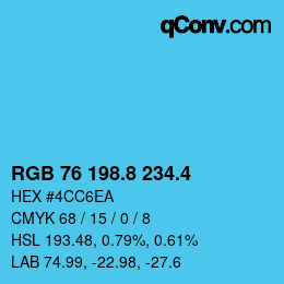 カラーコード: RGB 76 198.8 234.4 | qconv.com