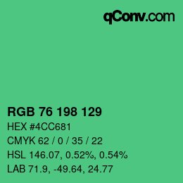 Color code: RGB 76 198 129 | qconv.com