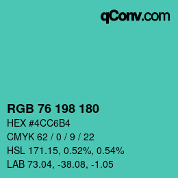 Farbcode: RGB 76 198 180 | qconv.com