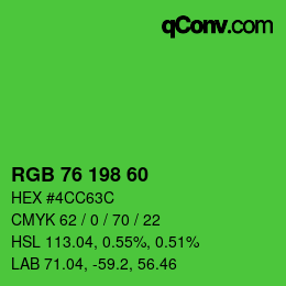 カラーコード: RGB 76 198 60 | qconv.com