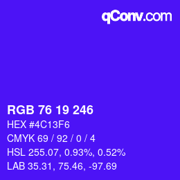 颜色代码: RGB 76 19 246 | qconv.com