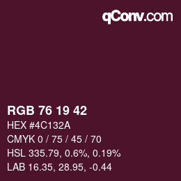カラーコード: RGB 76 19 42 | qconv.com