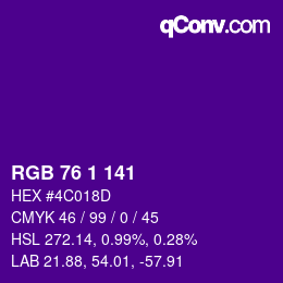 カラーコード: RGB 76 1 141 | qconv.com