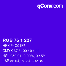 カラーコード: RGB 76 1 227 | qconv.com