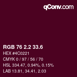 カラーコード: RGB 76 2.2 33.6 | qconv.com