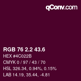 カラーコード: RGB 76 2.2 43.6 | qconv.com