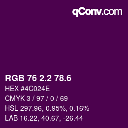 カラーコード: RGB 76 2.2 78.6 | qconv.com