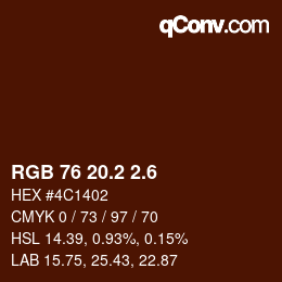 カラーコード: RGB 76 20.2 2.6 | qconv.com