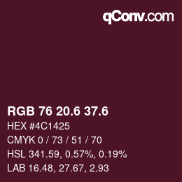 カラーコード: RGB 76 20.6 37.6 | qconv.com
