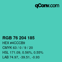 Farbcode: RGB 76 204 185 | qconv.com