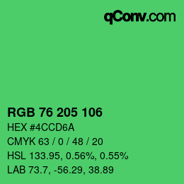 颜色代码: RGB 76 205 106 | qconv.com
