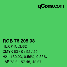 颜色代码: RGB 76 205 98 | qconv.com