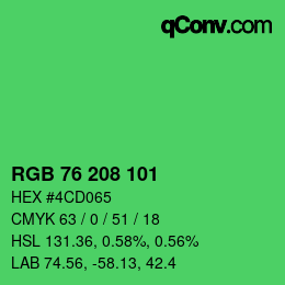 カラーコード: RGB 76 208 101 | qconv.com