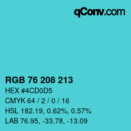 Código de color: RGB 76 208 213 | qconv.com
