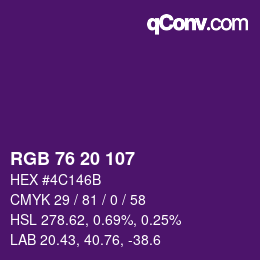 Color code: RGB 76 20 107 | qconv.com