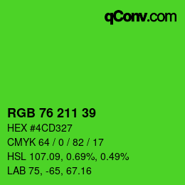 颜色代码: RGB 76 211 39 | qconv.com