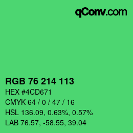 Color code: RGB 76 214 113 | qconv.com