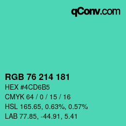 颜色代码: RGB 76 214 181 | qconv.com