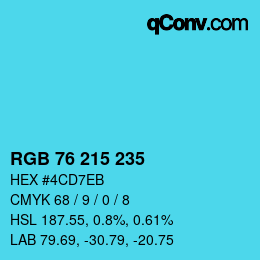 カラーコード: RGB 76 215 235 | qconv.com