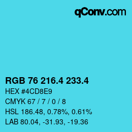 カラーコード: RGB 76 216.4 233.4 | qconv.com