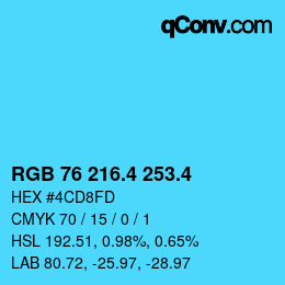 カラーコード: RGB 76 216.4 253.4 | qconv.com