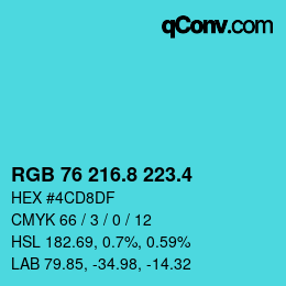 カラーコード: RGB 76 216.8 223.4 | qconv.com