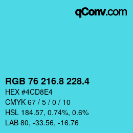 カラーコード: RGB 76 216.8 228.4 | qconv.com
