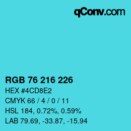 Color code: RGB 76 216 226 | qconv.com