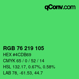 Color code: RGB 76 219 105 | qconv.com