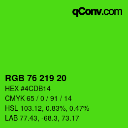 Farbcode: RGB 76 219 20 | qconv.com