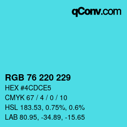 カラーコード: RGB 76 220 229 | qconv.com