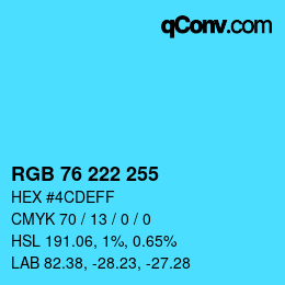 Color code: RGB 76 222 255 | qconv.com