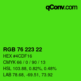 Color code: RGB 76 223 22 | qconv.com