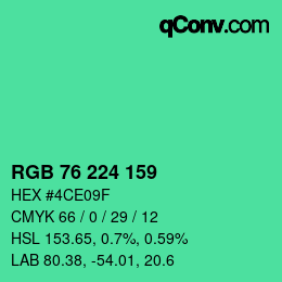 Color code: RGB 76 224 159 | qconv.com