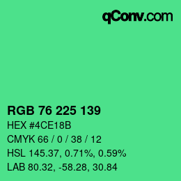 Color code: RGB 76 225 139 | qconv.com