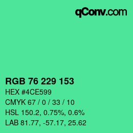 カラーコード: RGB 76 229 153 | qconv.com