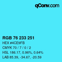 Color code: RGB 76 233 251 | qconv.com