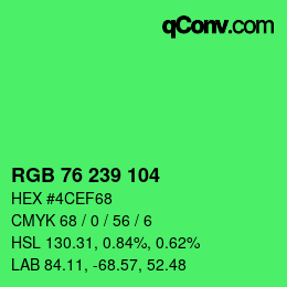 Color code: RGB 76 239 104 | qconv.com