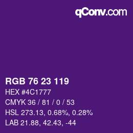 Color code: RGB 76 23 119 | qconv.com